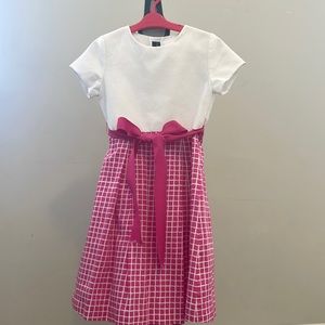 Oscar de la Rent Pink and White Dress